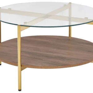 Glass Top Coffee Table Dark Wood Luzente LOVELL