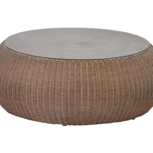 Mesa de centro de jardim em resina entrançada caramelo - WHITEHEAVEN