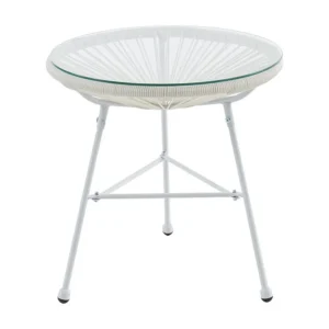 Mesa de jardim em fios de resina entrançada branco - ALIOS II