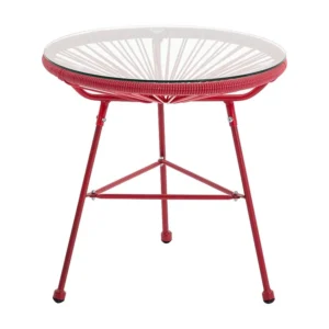 Mesa de jardim em fios de resina entrançados terracota - ALIOS III de MYLIA