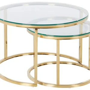 Nest 2 Cristal Top Coffee Tables Gold GRANGE