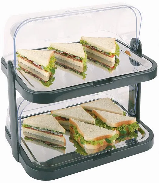 Vitrina buffet APS -DOUBLE DECKER-, 44 x 32 cm, altura: 44 cm, preto, 09204