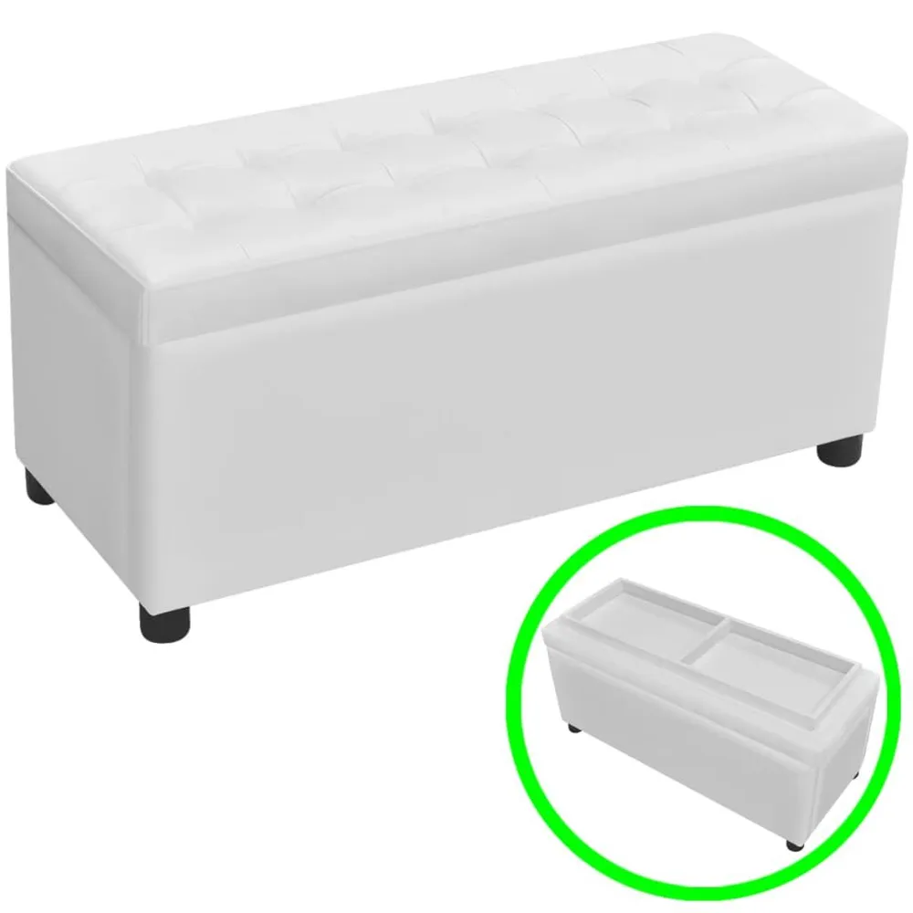 Banco de armazenamento em couro artificial branco Design de Entrada