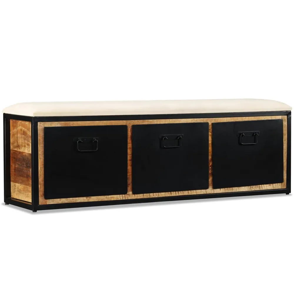 Design Moderno e Funcional Banco armazenamento com 3 gavetas mangueira maciç 120x30x40cm
