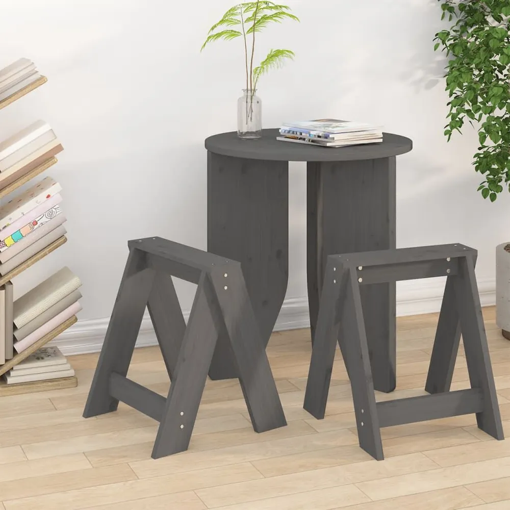 Bancos 2 pcs 40x40x45 cm pinho maciço cinzento Edição Gamer Pro