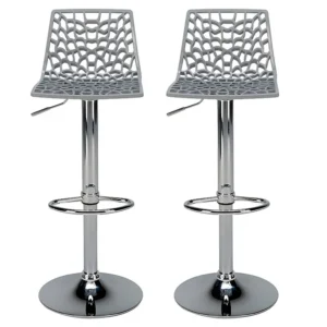 Lote de 2 Bancos altos de bar CLARK - Polipropileno - Cinza | Ergonômico | Ajustável
