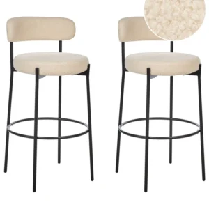 Bar Chair Set 2 Boucle Light Tom neutro ALLISON
