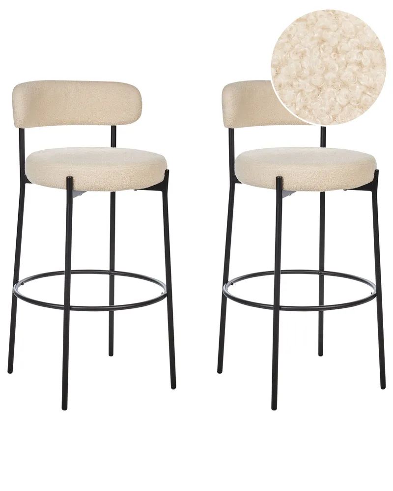 Bar Chair Set 2 Boucle Light Tom neutro ALLISON