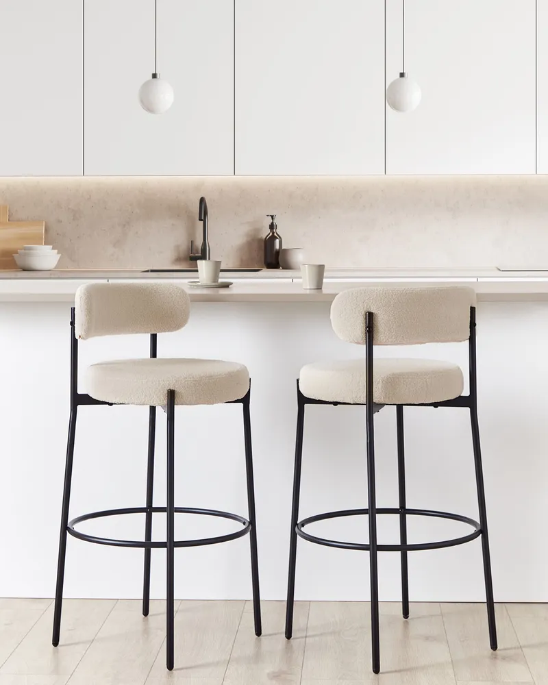 Bar Chair Set 2 Boucle Light Tom neutro ALLISON