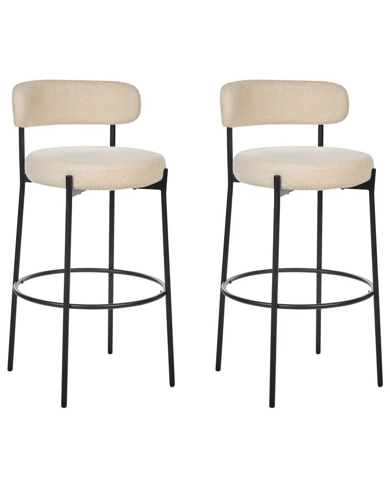 Bar Chair Set 2 Boucle Light Tom neutro ALLISON