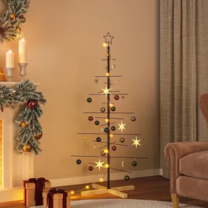 Árvore de Natal de metálico com base em madeira 150 cm preto - Diâmetro 70cm