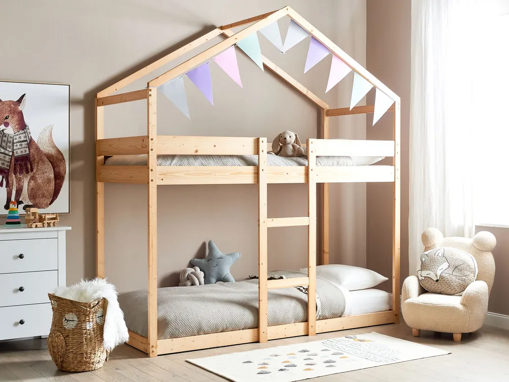 Conjunto Completo para Quarto Beliche em madeira clara 90 x 200 cm LABATUT