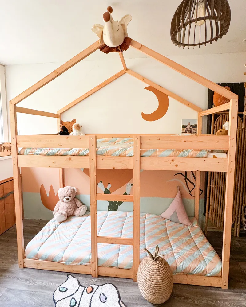 Conjunto Completo para Quarto Beliche em madeira clara 90 x 200 cm LABATUT