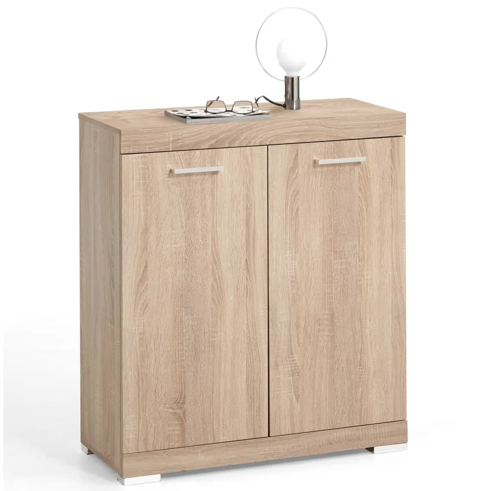 FMD Cómoda com 2 portas 80x34,9x89,9 cm carvalho | Montagem Rápida Inclusa