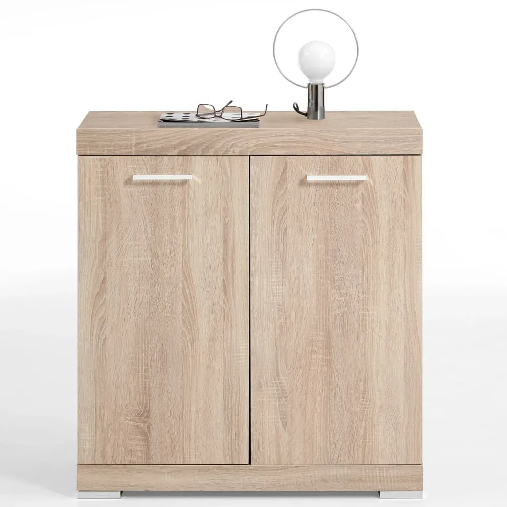FMD Cómoda com 2 portas 80x34,9x89,9 cm carvalho | Montagem Rápida Inclusa