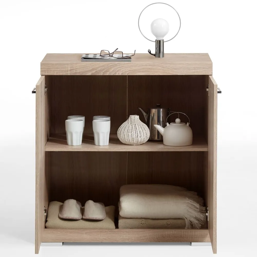 FMD Cómoda com 2 portas 80x34,9x89,9 cm carvalho | Montagem Rápida Inclusa
