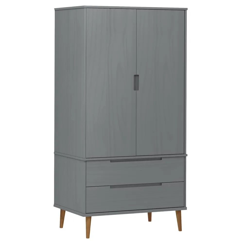 Roupeiro MOLDE 90x55x175 cm pinho maciço cinza Tinta Atóxica