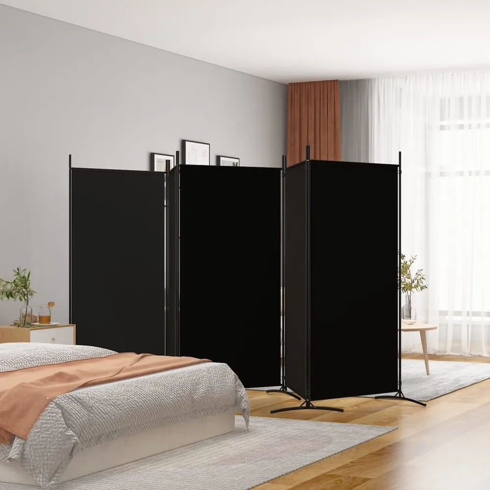 Cômoda Organizadora Divisória de quarto com 5 painéis 433x180 cm tecido preto