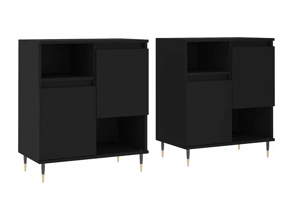 Aparadores 2 pcs derivados de madeira preto com 4 Gavetas