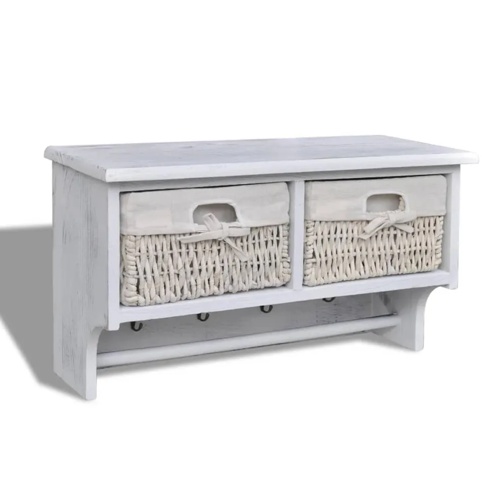 Prateleira de parede 60x23,5x33 cm madeira de paulownia branco vidaXL