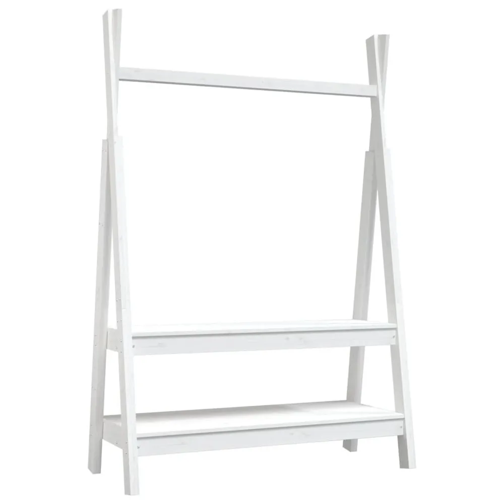 Saco Vácuo Suporte para roupas 100x45,5x150 cm madeira pinho maciç branco