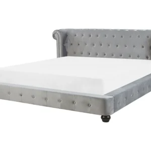 Velvet EU Super King Size Bed Grey CAVAILLON