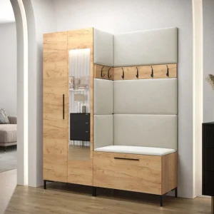 Conjunto para corredor Hartford F107, Espelho, Tecido, 196x158x46cm