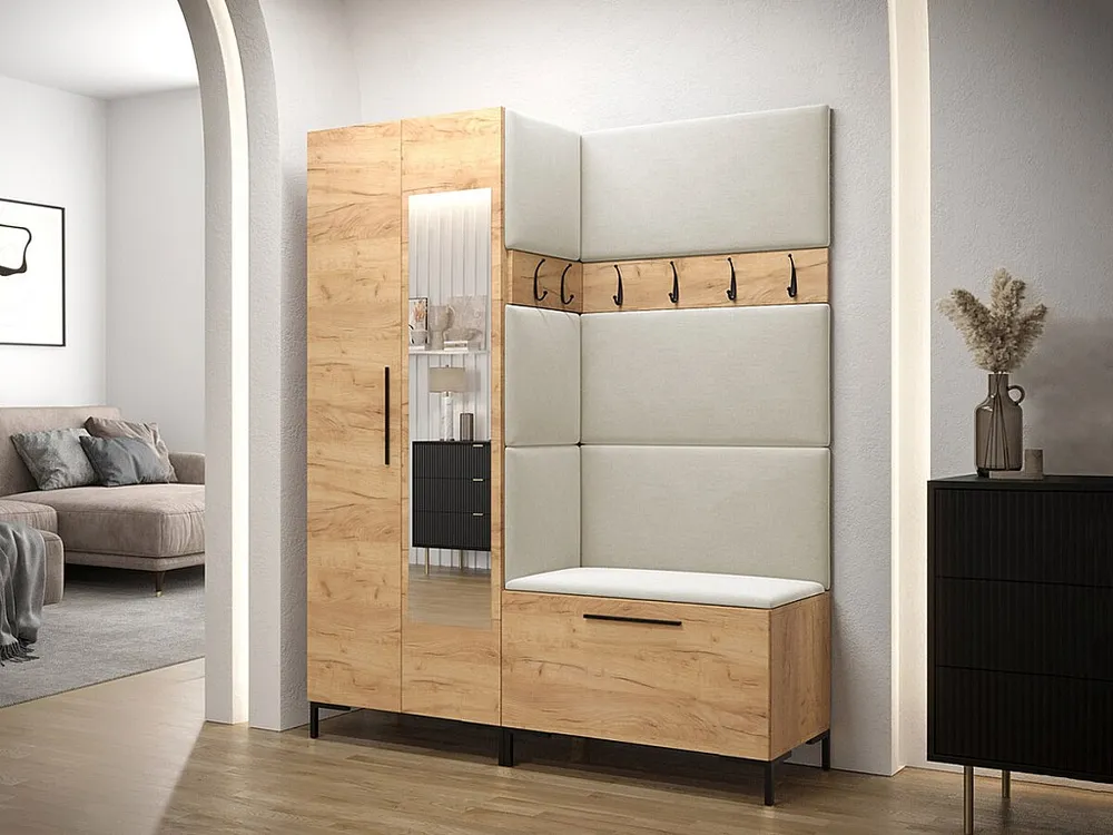 Conjunto para corredor Hartford F107, Espelho, Tecido, 196x158x46cm