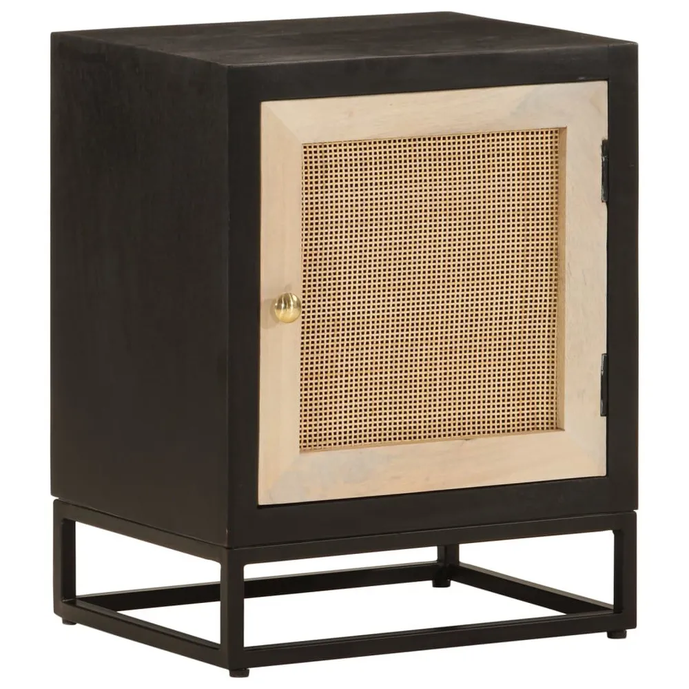 Mesa de cabeceira 40x30x50 cm mangueira maciç/ferro preto Tecido Não Tecido Respirável