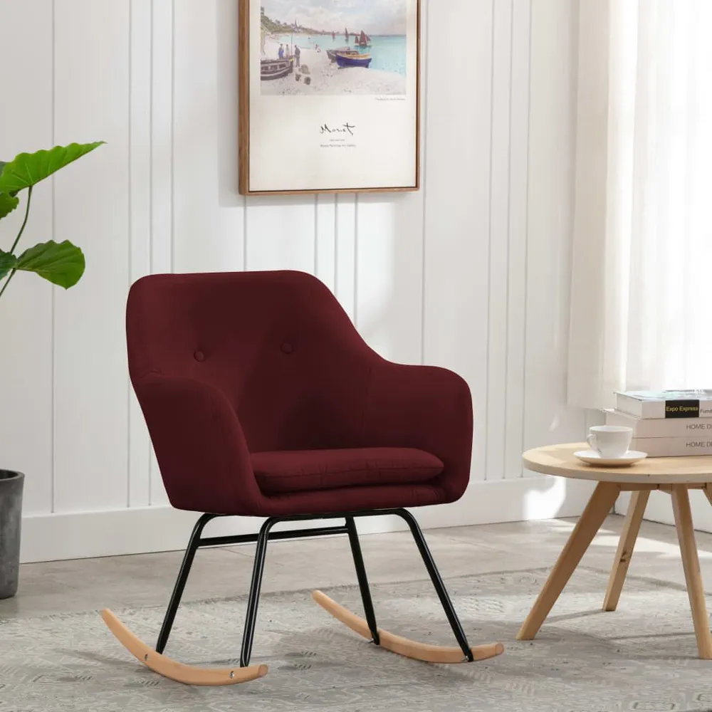 Cadeira de baloiço tecido vermelho tinto | Ergonômico | Ajustável