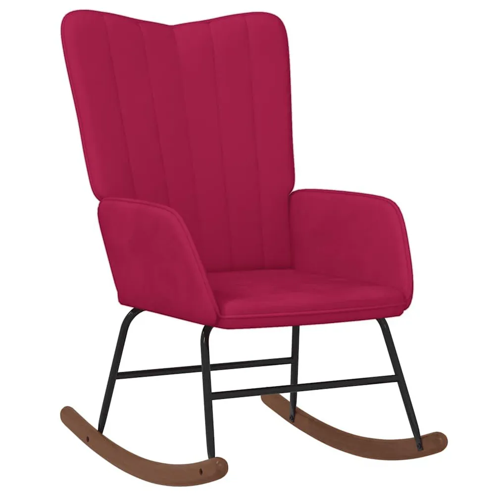 Cadeira de baloiço veludo vermelho tinto com Suporte para Headset