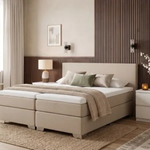 Fabric EU King Size Divan Bed Cor creme PRESIDENT