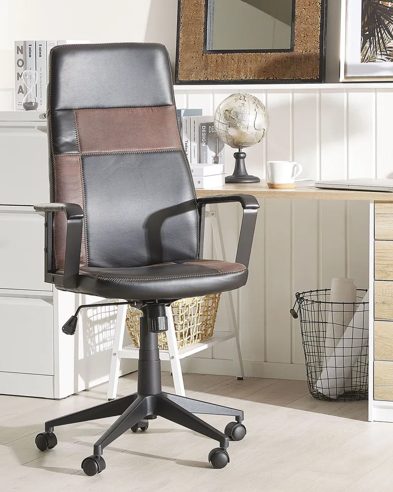Office Chair Faux Couro Brown DELUXE