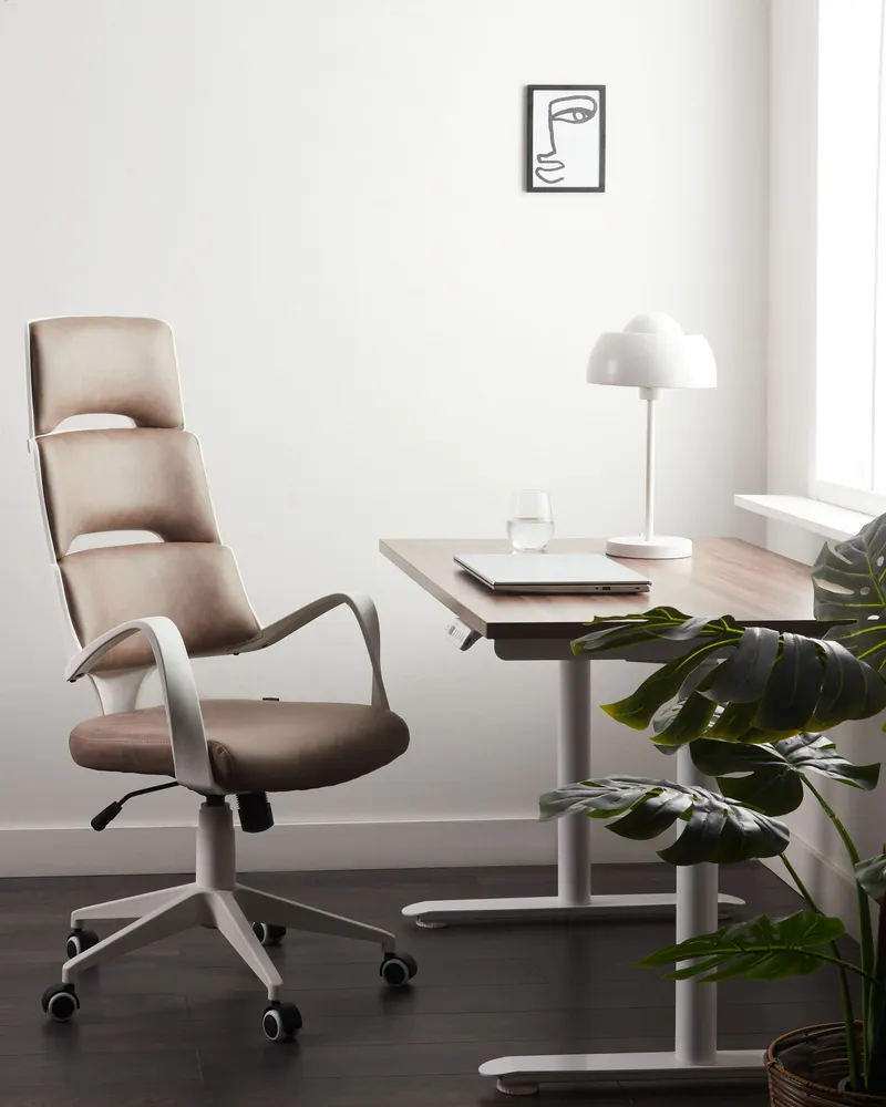 Office Chair Faux Couro Brown GRANDIOSE