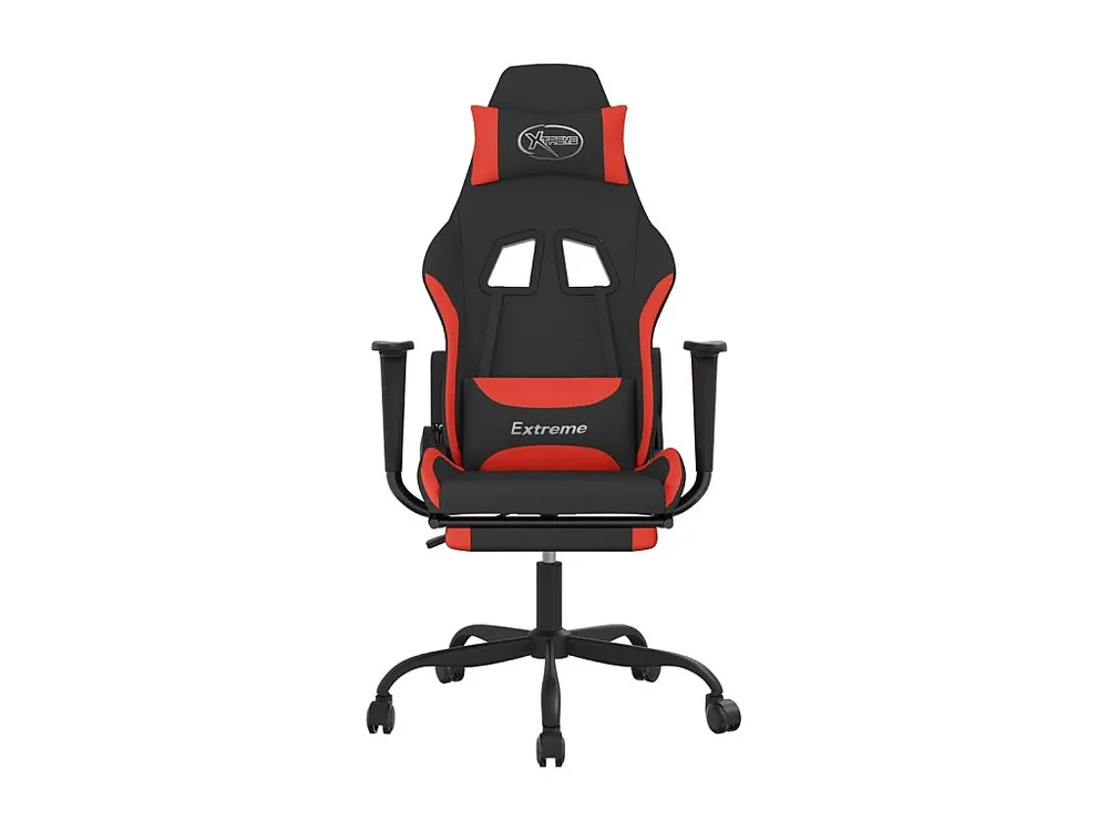 Cadeira de gaming com apoio de pés tecido preto e vermelho