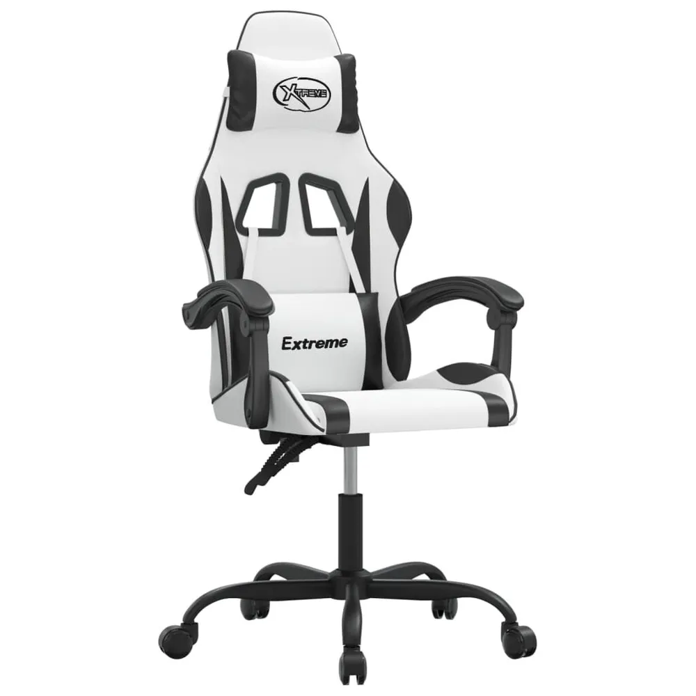 Cadeira gaming couro artificial branco e preto