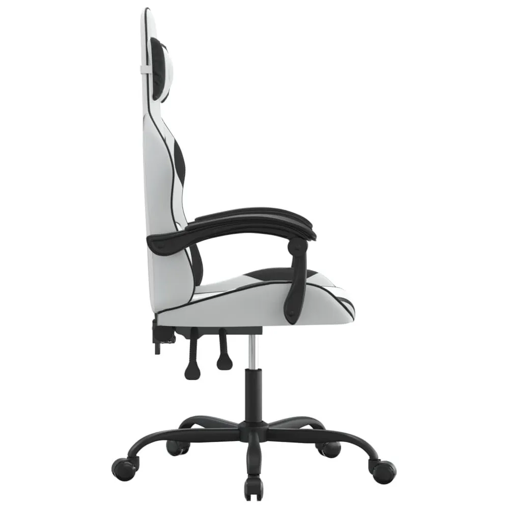 Cadeira gaming couro artificial branco e preto