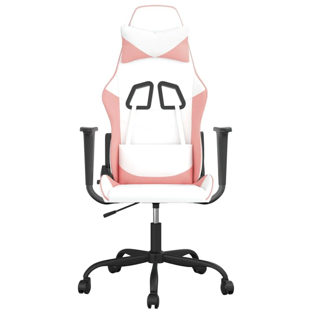 Cadeira gaming couro artificial branco e rosa