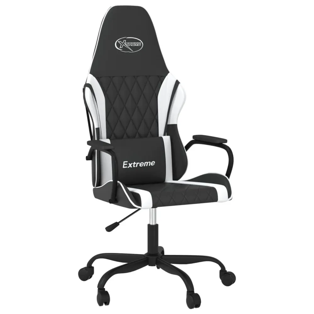 Cadeira gaming couro artificial preto e branco