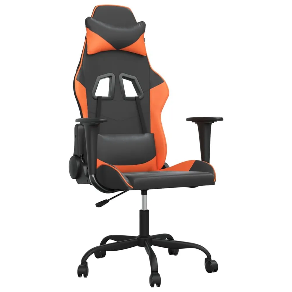 Cadeira gaming couro artificial preto e laranja