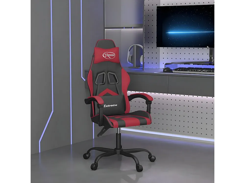 Cadeira gaming couro artificial preto e vermelho tinto