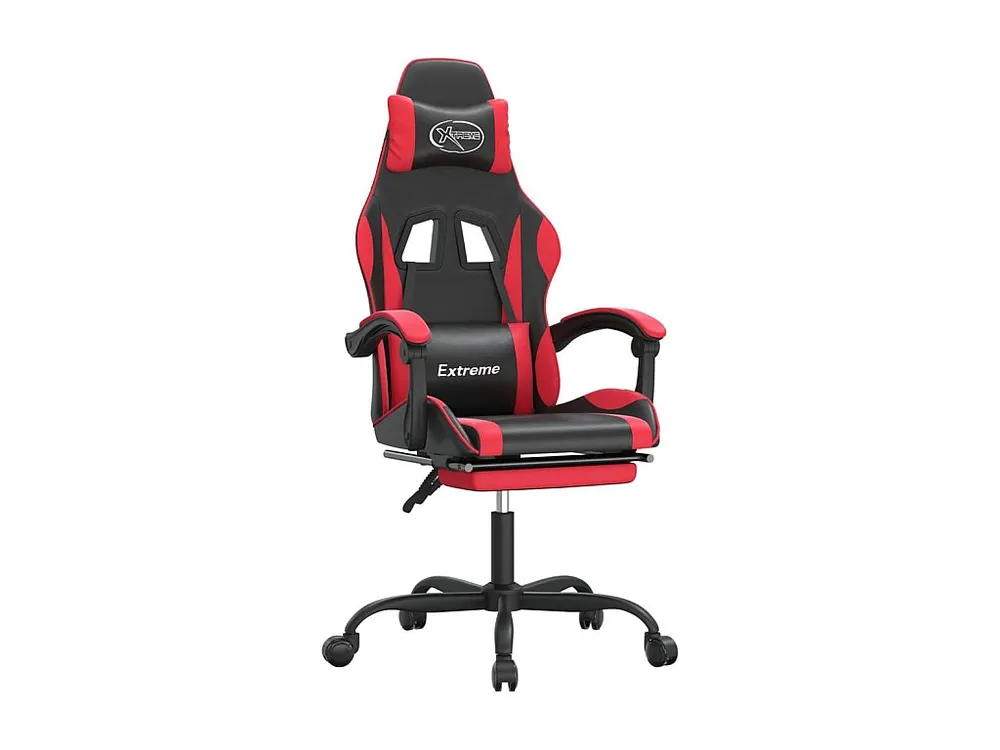 Cadeira gaming giratória com apoio couro artific. preto/vermelho