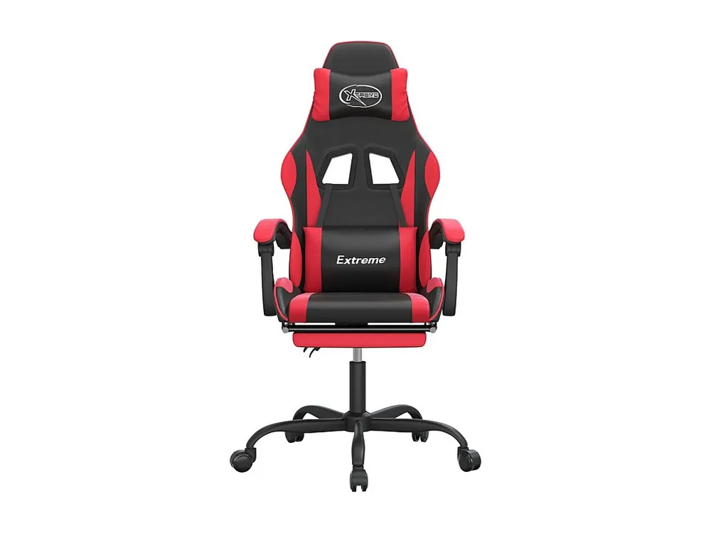 Cadeira gaming giratória com apoio couro artific. preto/vermelho