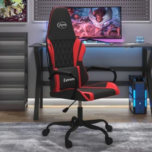 Cadeira gaming massagens couro artificial preto e vermelho