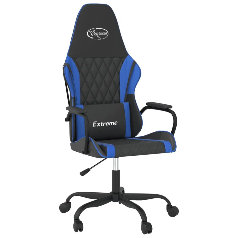 Cadeira gaming de massagens couro artificial preto e azul