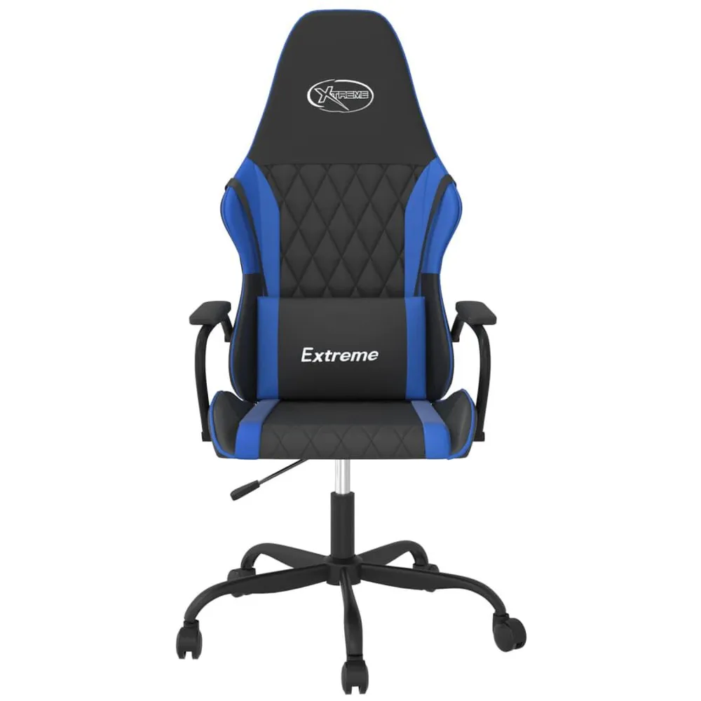 Cadeira gaming de massagens couro artificial preto e azul