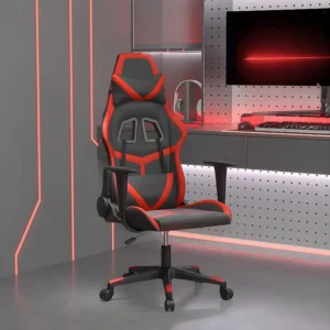 Cadeira gaming massagens couro artificial preto e vermelho