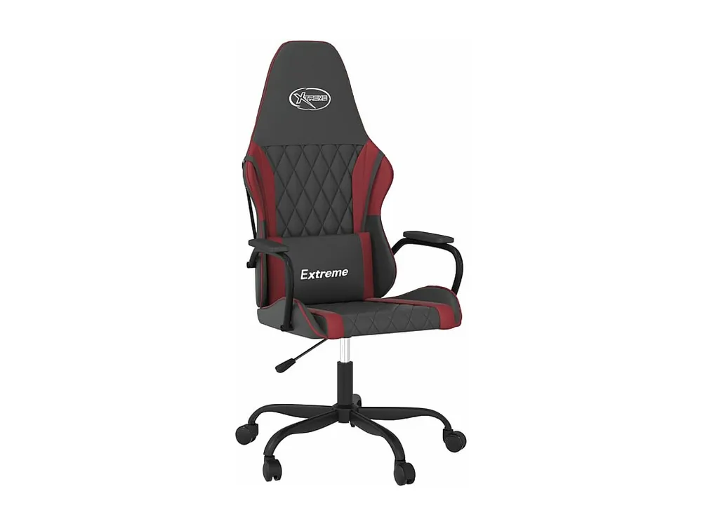 Cadeira gaming massagens couro artificial preto/vermelho tinto
