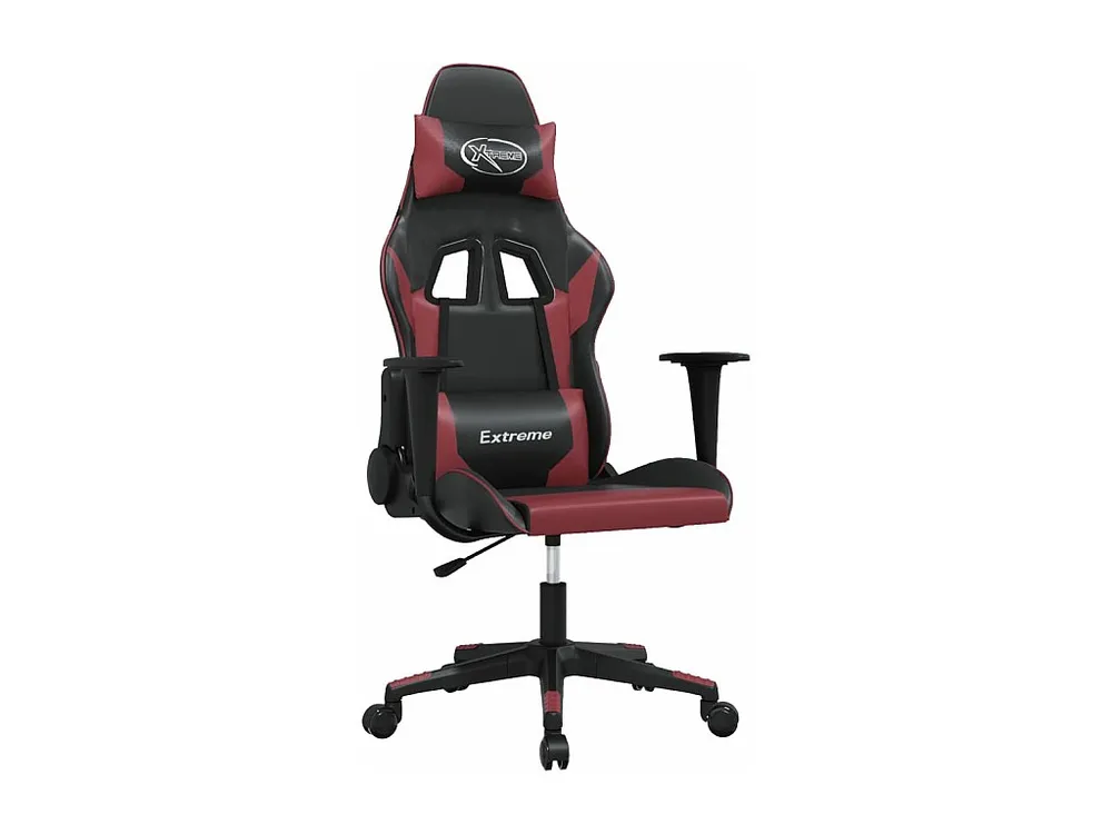 Cadeira gaming massagens couro artificial preto/vermelho tinto