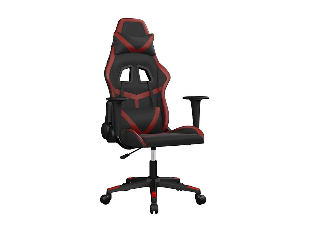 Cadeira gaming massagens couro artificial preto/vermelho tinto